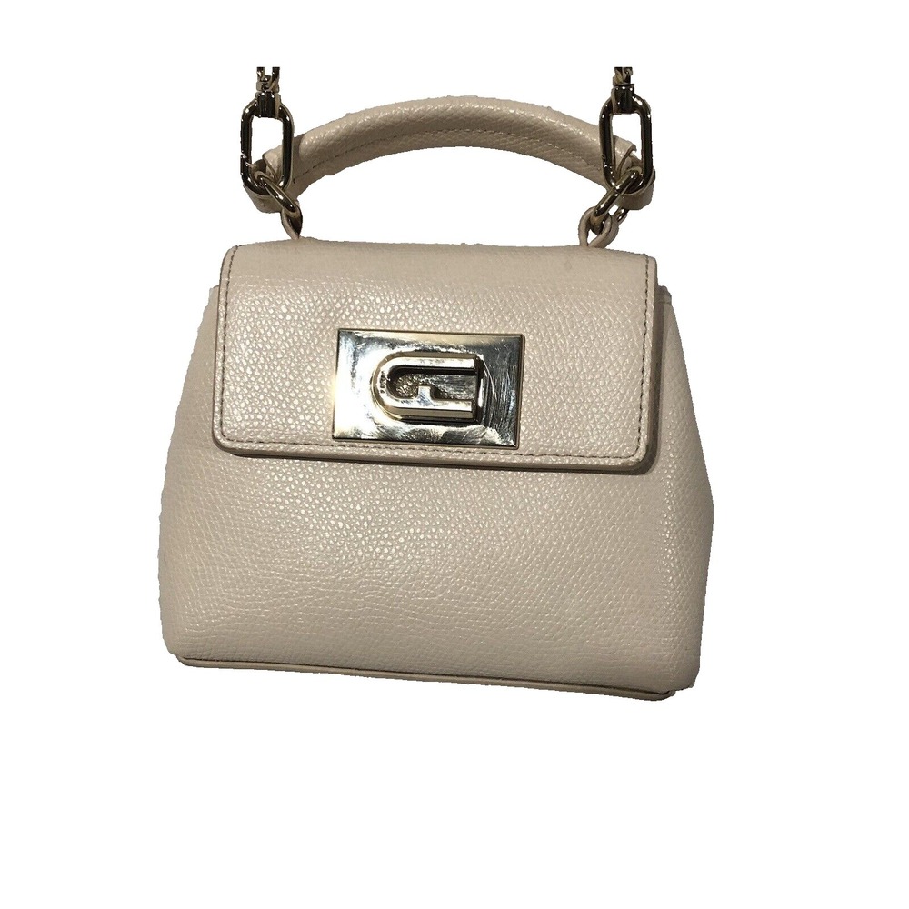 Furla Bag Micro Mini Light Beige 2Way Top Handle Crossbody Arch Logo‎ Leather